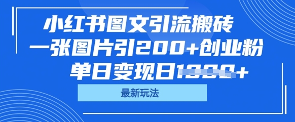 小红书图文引流搬砖,一张图片引200+创业粉,单日变现日数张-任性资源网