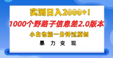 2025抖音1000个野路子信息差最新玩法,一分钟过原创,暴力变现月入几k-任性资源网
