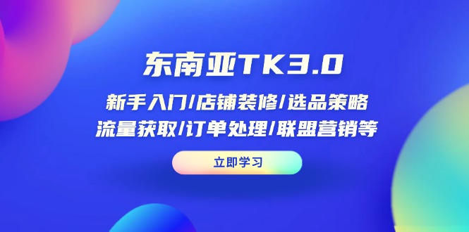 (14208期)东南亚TK3.0:新手入门/店铺装修/选品策略/流量获取/订单处理/联盟营销等-任性资源网