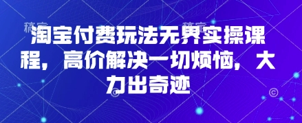 淘宝付费玩法无界实操课程,高价解决一切烦恼,大力出奇迹-任性资源网