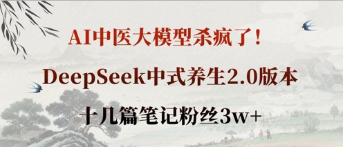 AI中医大模型杀疯了!DeepSeek中式养生2.0版本,十几篇笔记粉丝3w+-任性资源网