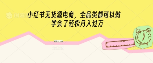 小红书无货源电商,全品类都可以做,学会了轻松月入过W-任性资源网