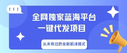 全网独家蓝海平台一键代发项目,从未有过的全新躺Z模式-任性资源网