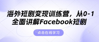 海外短剧变现训练营,从0-1全面讲解Facebook短剧-任性资源网