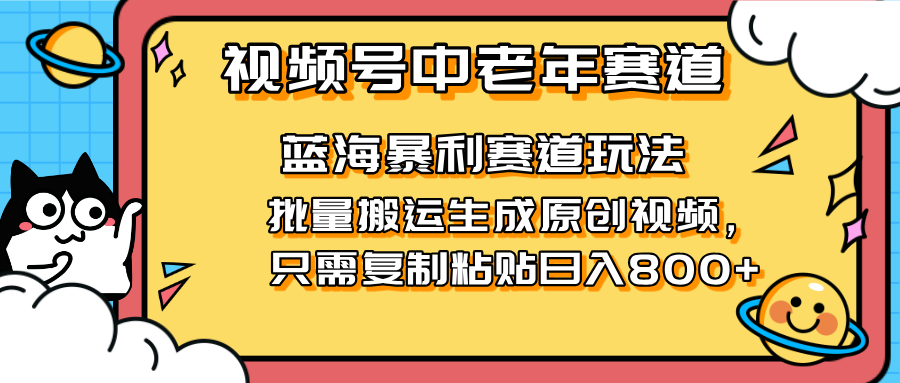 (14314期)2025视频号中老年短视频蓝海暴利风口!复制粘贴搬运视频单日赚800+,无...-任性资源网