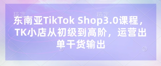 东南亚TikTok Shop3.0课程,TK小店从初级到高阶,运营出单干货输出-任性资源网