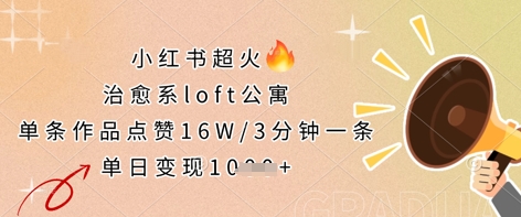 小红书超火的治愈系loft公寓,单条作品点赞16W,3分钟一条,单日变现数张-任性资源网