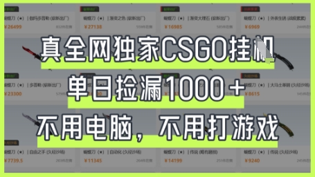 真全网独家CSGO挂G,单日捡漏1k+【揭秘】-任性资源网